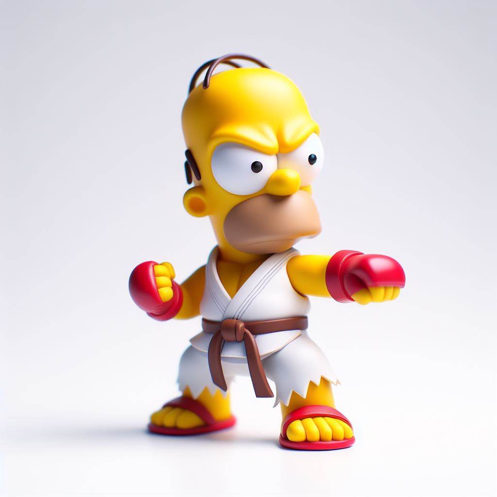 Homer Simpson dans Street Fighter en chibi