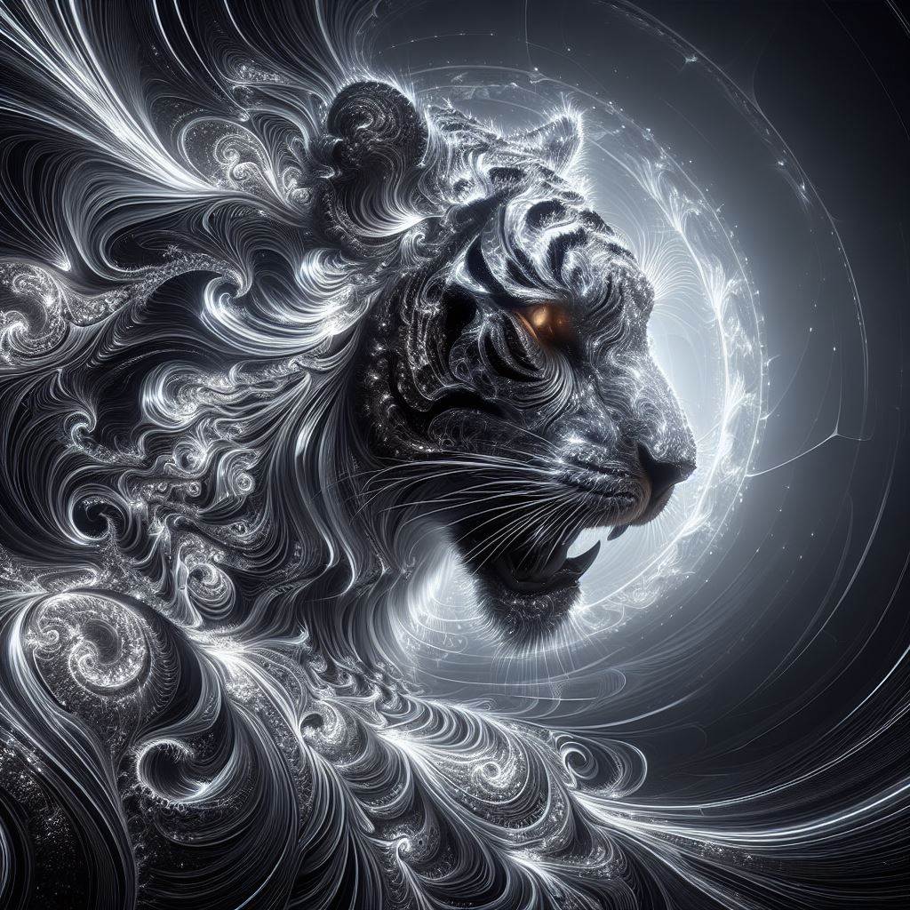 Tigre gris avec des fractales